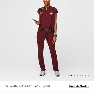 Figs scrub set burgundy, joggers style xs